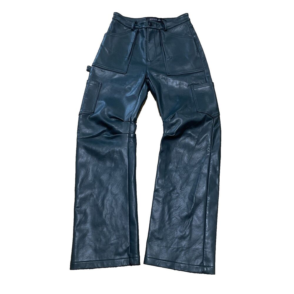 Lioness Barrel Leg Pants Women S Army Green Faux Leather Cargo Pants Streetwear